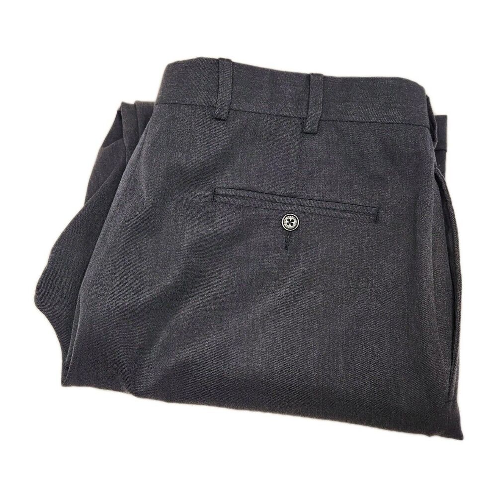 Brooks Brothers 346 100% Wool Dress Pants Men's‎ 34x30 Dark Gray Pleated Cuffed